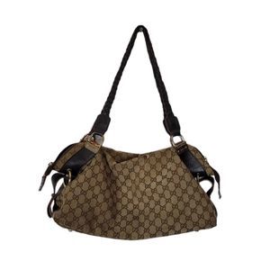 Gucci Brown Signature Canvas Bamboo Bar Shoulder Handbag